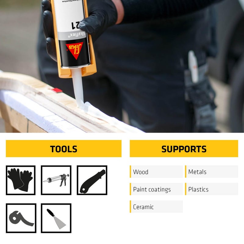 SIKA Sikaflex-221 Multi-Purpose Sealant/Adhesive, Gray, 10.1 fl. oz â€“ Fast-Curing Polyurethane, Highly Elastic, Weather-Resistant, Sandable & Paintable, Bonds to Wood, Metal, and Plastics - Image 5